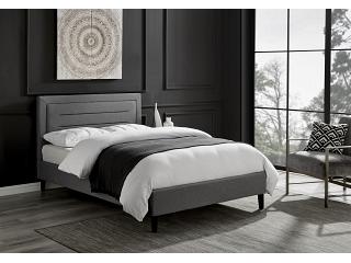 5ft King Size Pique Square shaped grey fabric finish bed frame